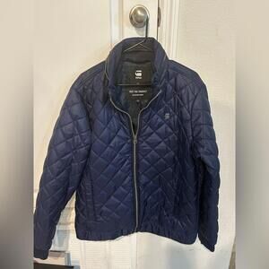 G Star Raw Jacket Mens hooded Meefic Quilted Puffer Coat Namic Lite Blue Size XL